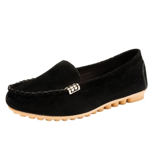 ticticlily Flache Schuhe für Damen Slipper Lässige Schuhe Freizeitschuhe Slip on Round Toe Wanderschuhe Bequeme Halbschuhe Sommer Bootsschuhe Atmungsaktiv Mokassins A Schwarz 40 EU von ticticlily