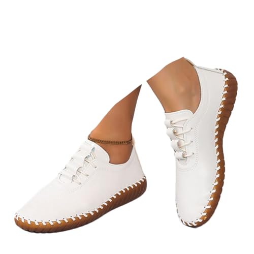 ticticlily Flat Schuhe Damen Loafers Bequeme Atmungsaktive Sneaker Slip On Halbschuhe Turnschuh Weiß 39 EU von ticticlily