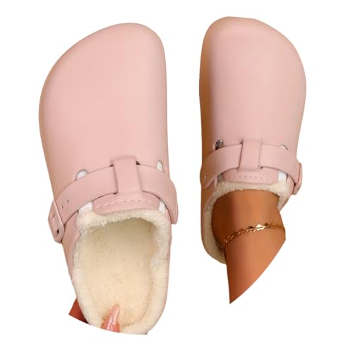 ticticlily Gefütterte Clogs Damen Herren Hausschuhe Orthopädische Pantoletten Plüsch Pantoffeln Schlappen Winter A Rosa 40 EU von ticticlily