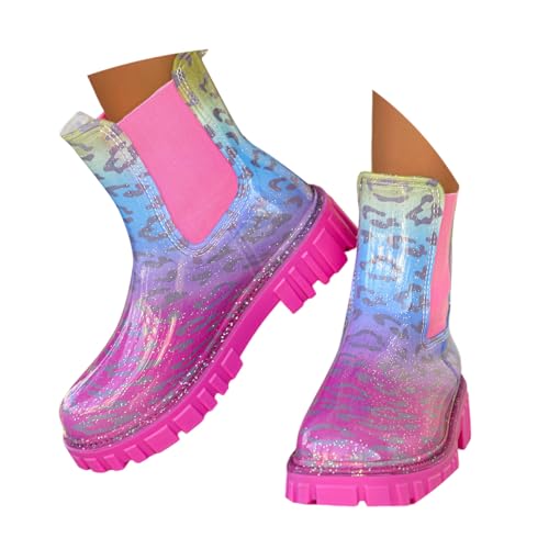 ticticlily Gummistiefel Damen Halbhoch Wasserdicht Anti Rutsch Stiefeletten Bequem Gummi Regenschuhe Chelsea Stiefel A Mehrfarbig 38 EU von ticticlily
