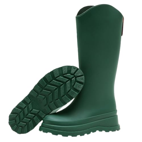 ticticlily Gummistiefel Damen Hohe Regenstiefel Wasserdticht Gartenschuhe Bequem Regenschuhe A Grün 37 EU von ticticlily