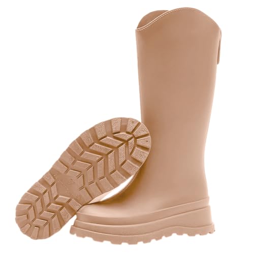 ticticlily Gummistiefel Damen Hohe Regenstiefel Wasserdticht Gartenschuhe Bequem Regenschuhe A Khaki 39 EU von ticticlily