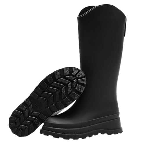 ticticlily Gummistiefel Damen Hohe Regenstiefel Wasserdticht Gartenschuhe Bequem Regenschuhe A Schwarz 40 EU von ticticlily