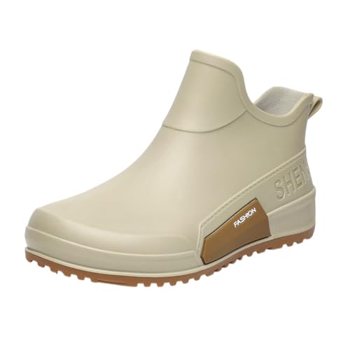 ticticlily Gummistiefel Damen Kurz Regenstiefel Wasserdicht Rutschfeste Gartenschuhe Regenschuhe Outdoor A Beige 42 EU von ticticlily
