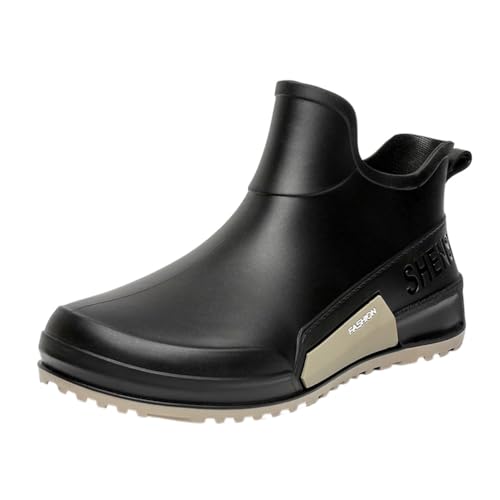 ticticlily Gummistiefel Damen Kurz Regenstiefel Wasserdicht Rutschfeste Gartenschuhe Regenschuhe Outdoor A Schwarz Beige 36 EU von ticticlily