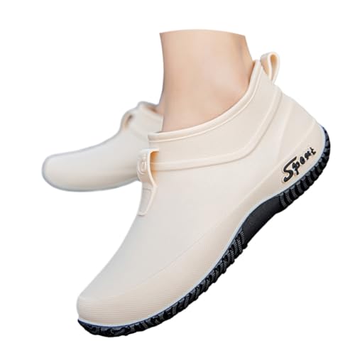 ticticlily Gummistiefel Damen Kurze Regenstiefel Wasserdicht Boots Rutschfest Gartenschuhe B Aprikose 39 EU von ticticlily
