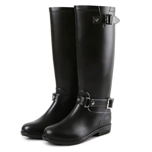 ticticlily Gummistiefel Damen Regenstiefel Wasserdicht Gefüttert Hoch Rain Boots Lang Gartenstiefel Atmungsaktiv Gummistiefeletten Wasserdichter Gumischtifel B Schwarz 37 EU von ticticlily