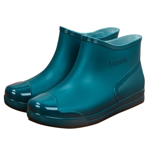 ticticlily Gummistiefel Damen Wasserdichte Gartenschuhe Weit Regenstiefel Rutschfest Leicht Stiefeletten A Grün 39 EU von ticticlily