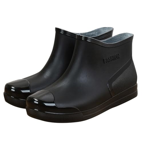 ticticlily Gummistiefel Damen Wasserdichte Gartenschuhe Weit Regenstiefel Rutschfest Leicht Stiefeletten A Schwarz 39 EU von ticticlily