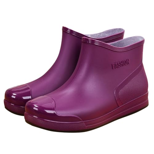 ticticlily Gummistiefel Damen Wasserdichte Gartenschuhe Weit Regenstiefel Rutschfest Leicht Stiefeletten A Violett 36 EU von ticticlily