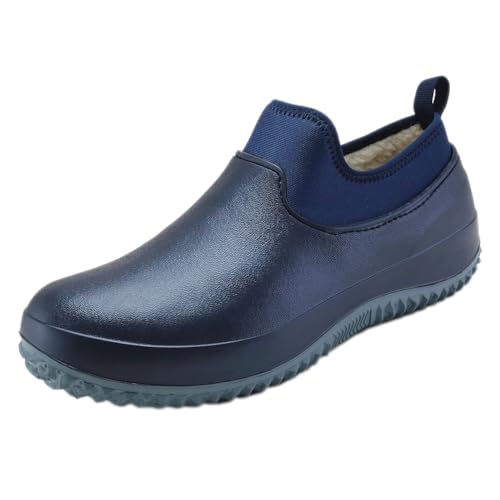 ticticlily Gummistiefel Gefüttert Herren Leichte Kurze Gartenschuhe Regenstiefel Winter A Blau 49 EU von ticticlily