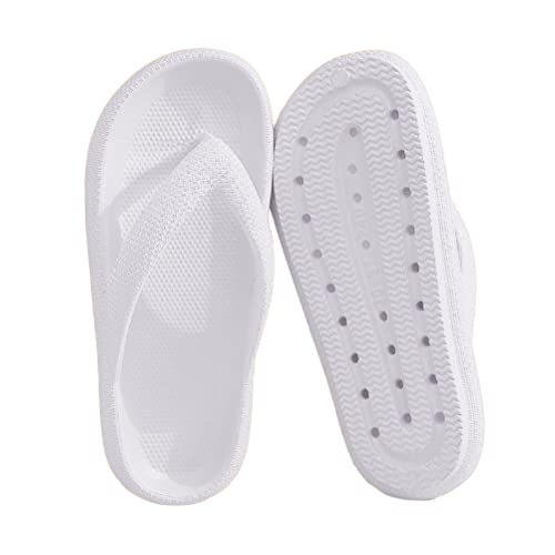 ticticlily Hausschuhe Cozislides Damen Super Weich Schlappi Schlappen rutschfeste Badelatschen Damen Herren Dick Eva Cozy Slides Pantoletten Cloud Slippers Unisex A Weiß 38/39 EU von ticticlily