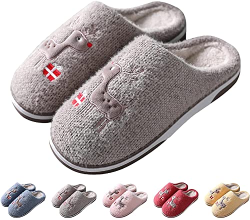 ticticlily Hausschuhe Damen Herren Pantoffeln Winter Plüsch Hausschuhe Bequemer Warme Elch Weihnachtspaar Pantofeln Rutschfeste Waschbare Hausschuh von ticticlily