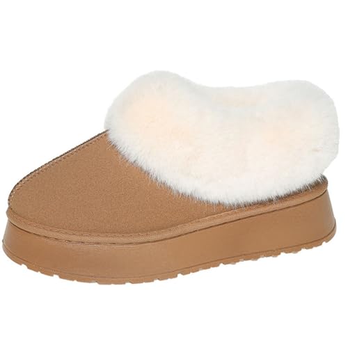 ticticlily Hausschuhe Damen Winter rutschfest Warme Hausschuhe Memory Foam Plüsch Pantoffeln A Braun 37 EU von ticticlily