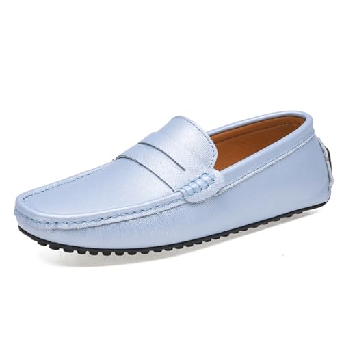 ticticlily Herren Klassische Mokassins Flache Slipper Slip on Penny Loafer Weich Sommer Halbschuhe Bootsschuhe A Hellblau 41 EU von ticticlily