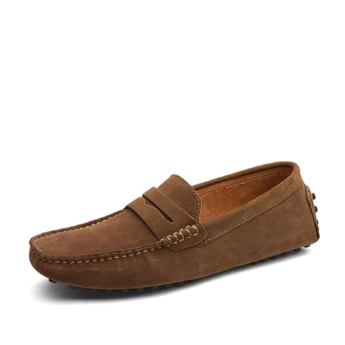 ticticlily Herren Loafer Elegant Schnalle Halbschuhe Komfort Wildleder Fahrschuhe Stilvoll Mokassin Slippers Hausschuhe Pantoffeln A Khaki 42 EU von ticticlily