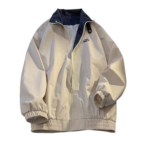 ticticlily Herren Varsity Jacke Motorradjacken Vintage Brief Print Patchwork Jacke Retro Racer Jacke Beige Übergroße Übermäntel F Aprikose XXL ticticlily Herren Varsity Jacke Motorradjacken Vintage Brief Print Patchwork Jacke Retro Racer Jacke Beige Übergroße Übermäntel F Aprikose XXL von ticticlily
