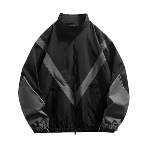 ticticlily Jacke Damen Herren College Jacken Brief Print Patchwork College Unisex Bomberjacke Baseballjacke Oversized Retro Racing Sweatjacke G Schwarz M von ticticlily