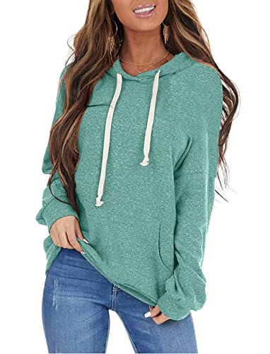 ticticlily Kapuzenpullover Damen Hoodie Pullover mit Kapuze Sweatshirt Rundhals Winterpullover Casual Langarmshirt Oberteil Pulli Outerwear Herbst Winter Frühling Grün L von ticticlily