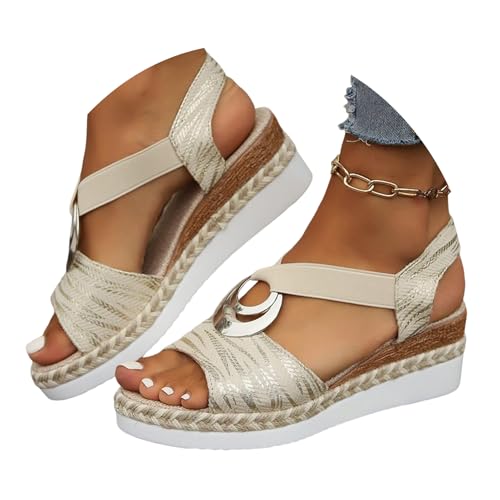 ticticlily Keilabsatz Schuhe Damen Elegant Bequeme Espadrilles Rutschfeste Elastisch Slingback Sandalen mit Riemchen Sommer A Aprikose 42 EU ticticlily Keilabsatz Schuhe Damen Elegant Bequeme Espadrilles Rutschfeste Elastisch Slingback Sandalen mit Riemchen Sommer A Aprikose 42 EU von ticticlily