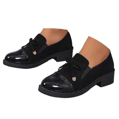 ticticlily Loafer Damen Schwarz mit Absatz mit Plateausohle Bequeme Mokassins Slippers Flache Schuhe mit Dicker Sohle Mary Jane Halbschuhe A1 Schwarz 38 EU von ticticlily