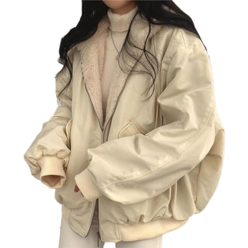 ticticlily Mantel Damen Winterjacke Plüsch Fleece Jacken Wintermantel Sherpa Fleece Gefütterter Doppelseitige Kapuzenmantel Kapuzenjacke Parka Jacken A Aprikose XS von ticticlily