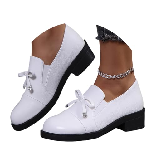 ticticlily Mary Jane Halbschuhe für Damen Loafer mit Absatz mit Plateausohle A1 Weiß 40 EU von ticticlily