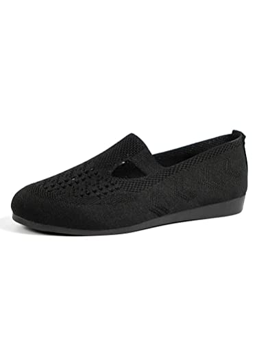 ticticlily Mokassins Damen Weiches Mesh Halbschuhe rutschfest Loafers Slipper Flache Lauflernschuhe Bootsschuhe A Schwarz 38 EU von ticticlily