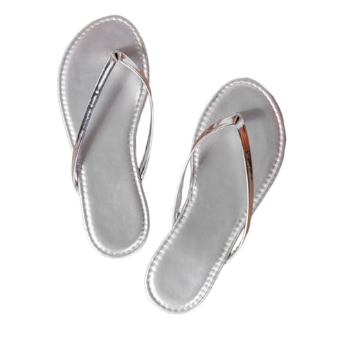 ticticlily Orthopädische Sandalen Damen Elegant Sandaletten Bequem Römer Boho Glitzer Flip Flops Flache Schuhe Strass Lässige Zehentrenner Sommerschuhe D Silber 42 EU von ticticlily