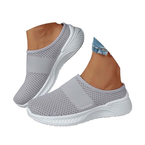 ticticlily Orthopädische Schuhe Damen Slip On Hausschuhe Sommer Mesh Atmungsaktiv Walkingschuhe A Grau 36 EU von ticticlily