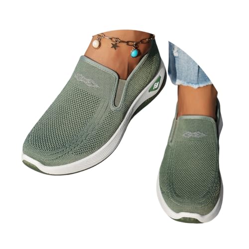 ticticlily Orthopädische Schuhe Damen Slip on Sneaker Atmungsaktiv Turnschuhe Leicht Sportschuhe Bequeme Walkingschuhe A Grün 39 EU von ticticlily