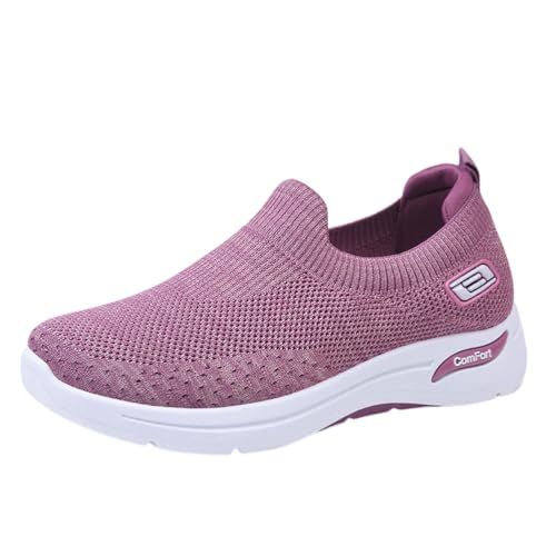 ticticlily Orthopädische Schuhe Damen Sommer Sneaker Walkingschuhe Atmungsaktive Bequeme Slip On Wanderschuhe A Violett 40 EU von ticticlily