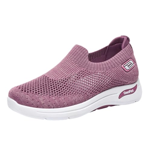 ticticlily Orthopädische Schuhe Damen Sommer Sneaker Walkingschuhe Atmungsaktive Bequeme Slip On Wanderschuhe B Violett 39 EU von ticticlily