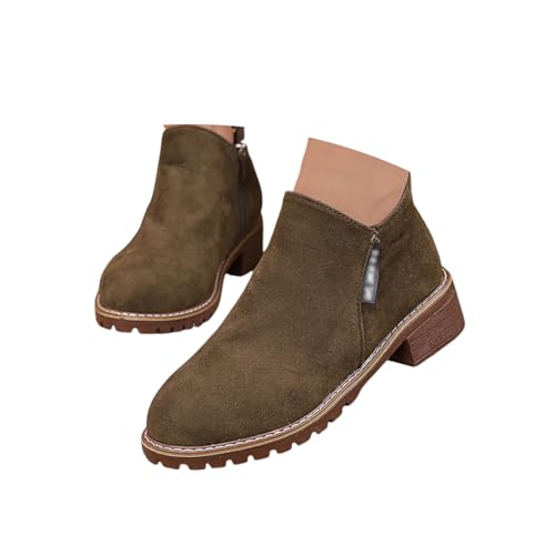 ticticlily Orthopädische Stiefeletten Damen Stiefel Mit Niedrigem Absatz Spitze Reißverschluss B Grün 39 EU von ticticlily