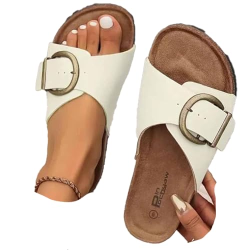 ticticlily Pantoletten Damen Bequeme Orthopädische Sandalen Flache Slipper Mit Plateau Fußgewölbeunterstützung A Rosa 41 EU von ticticlily