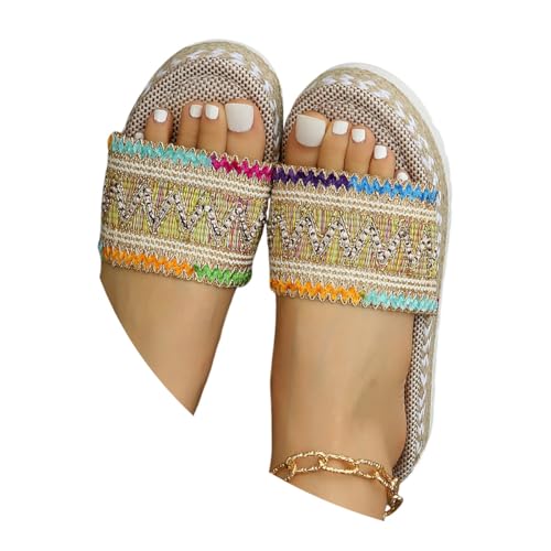 ticticlily Pantoletten Damen Flache Plateau Boho Sandalen Sommer Freizeit Peep Toe Schlappen A Grün 36 EU ticticlily Pantoletten Damen Flache Plateau Boho Sandalen Sommer Freizeit Peep Toe Schlappen A Grün 36 EU von ticticlily