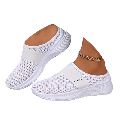 ticticlily Pantoletten Damen Hausschuhe Wanderschuhe Mesh Atmungsaktiv Sandals Slip On Outdoor Walkingschuhe A Weiß 38 EU von ticticlily