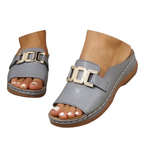 ticticlily Pantoletten Damen Orthopädische Sandalen Keilabsatz Schuhe mit Offener Zehenpartie Sommer Hausschuhe A Grau 41 EU ticticlily Pantoletten Damen Orthopädische Sandalen Keilabsatz Schuhe mit Offener Zehenpartie Sommer Hausschuhe A Grau 41 EU von ticticlily
