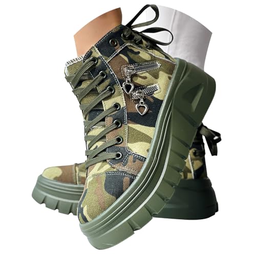 ticticlily Plateau Sneaker Damen High Top Platform Canvas Schuhe Dicken Sohlen Sportschuhe B Armeegrün 37 EU ticticlily Plateau Sneaker Damen High Top Platform Canvas Schuhe Dicken Sohlen Sportschuhe B Armeegrün 37 EU von ticticlily
