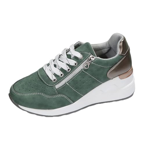 ticticlily Plateau Sneaker Damen Keilabsatz Sneaker Mode Keilsneaker Plateau Freizeitschuhe Casual Schuhe für Alltagskleidung C Grün 40 EU von ticticlily