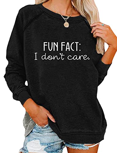 ticticlily Pullover Damen Herbst Winter Lässiges Sweatshirt Langarm Rundhals Oberteile Langarmshirts Briefdruck Einfarbig Sportbekleidung Pulli für Damen Sweater Jumper Schwarz XXL von ticticlily