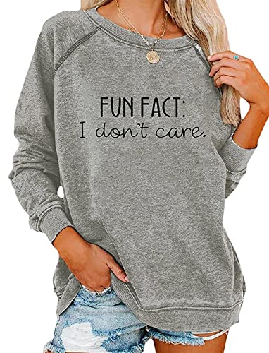 ticticlily Pullover Hoodie Damen Sweatshirt Briefe Drucken Langarm Rundhals Warm Pulli Lässiges Sweatshirts Oberteile Modern Tops Grau L von ticticlily