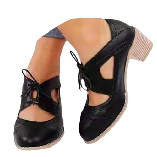 ticticlily Pumps Daman Comfortable Chunky High Heels Sandals with Block Pointed Toe Kleid Schuhe Elegant A Schwarz 36 EU von ticticlily