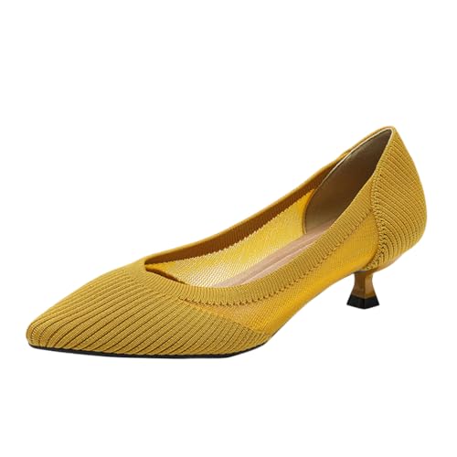 ticticlily Pumps Damen Gestrickte High Heels Sommer Bequem Kitten Heel Spitze Zehen Niedriger Absatz Slip On Schuhe für Büro Hochzeiten und Partys A Gelb 41 EU ticticlily Pumps Damen Gestrickte High Heels Sommer Bequem Kitten Heel Spitze Zehen Niedriger Absatz Slip On Schuhe für Büro Hochzeiten und Partys A Gelb 41 EU von ticticlily