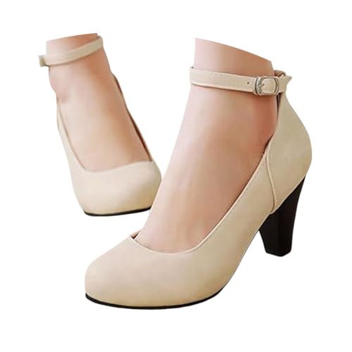 ticticlily Pumps Damen High Heels Brautschuhe Geschlossene Elegant Bequem Plateau Tanzschuhe Breite Füße Hochzeitsschuhe A Beige 39 EU von ticticlily