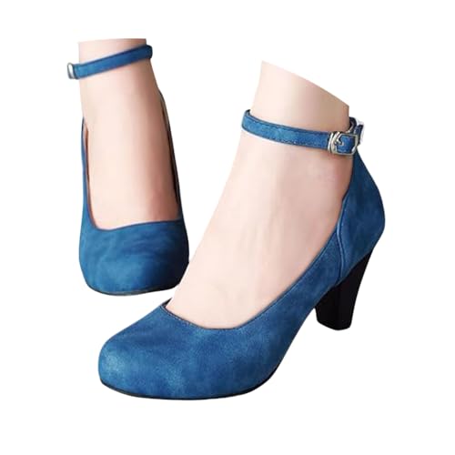 ticticlily Pumps Damen High Heels Brautschuhe Geschlossene Elegant Bequem Plateau Tanzschuhe Breite Füße Hochzeitsschuhe A Blau 43 EU von ticticlily