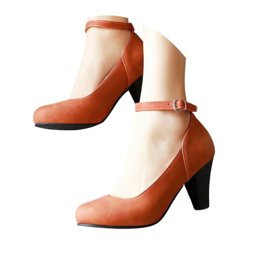 ticticlily Pumps Damen High Heels Brautschuhe Geschlossene Elegant Bequem Plateau Tanzschuhe Breite Füße Hochzeitsschuhe A Orange 41 EU von ticticlily