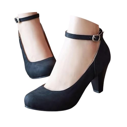 ticticlily Pumps Damen High Heels Brautschuhe Geschlossene Elegant Bequem Plateau Tanzschuhe Breite Füße Hochzeitsschuhe A Schwarz 35 EU von ticticlily