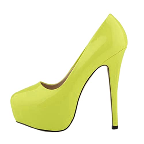 ticticlily Pumps Damen Plateau Pumps Klassische Lackleder Stiletto Absatzschuhe Platform High Heels Damenschuhe A Hellgrün 41 EU von ticticlily