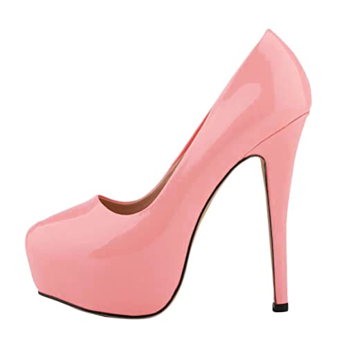 ticticlily Pumps Damen Plateau Pumps Klassische Lackleder Stiletto Absatzschuhe Platform High Heels Damenschuhe A Rosa 39 EU von ticticlily